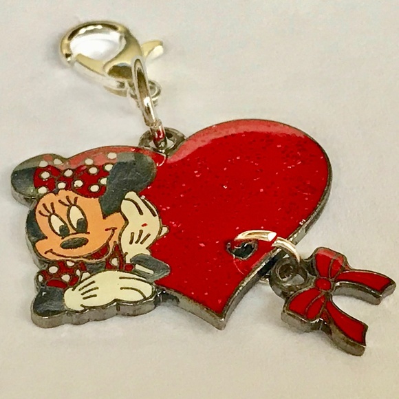 Vintage Disney Minnie Mouse Heart Purse Charm Clip On Zipper Pull Bag Signed - Picture 2 of 8